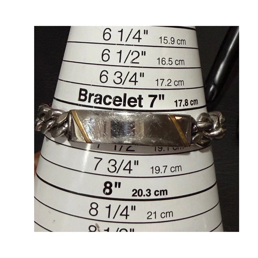 D Hallmark Curb Chain ID Bracelet Mens 7.25